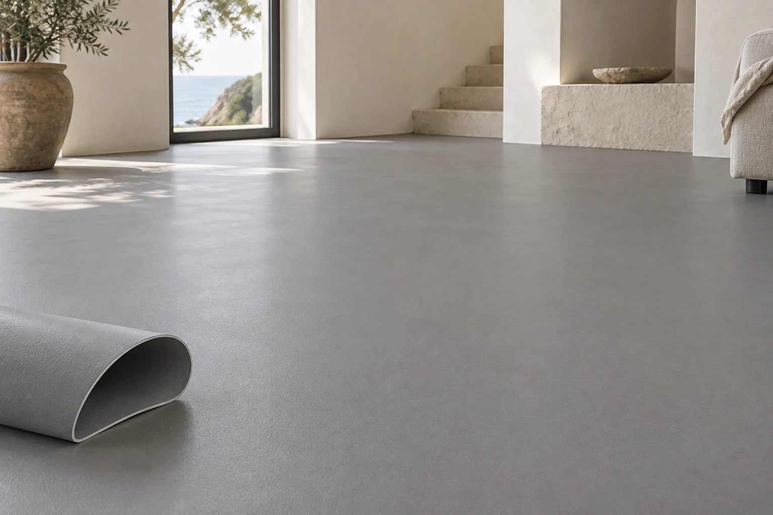 Moquette PVC gris — ambiance, vue 1